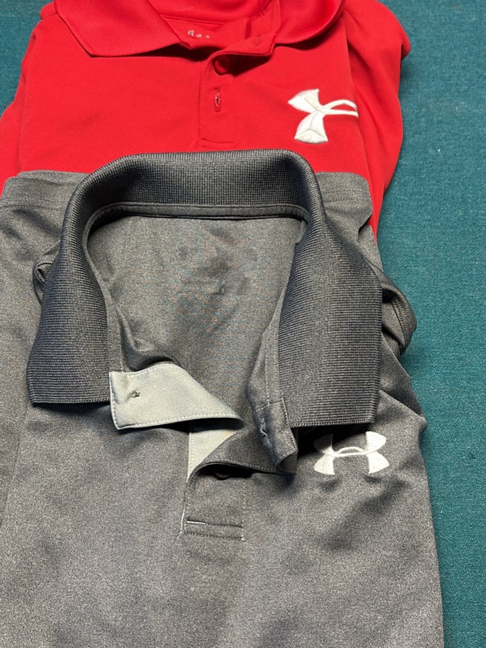 Under Armour Red & Charcoal Polo Pair